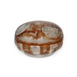 A 19th century Bohemian amber coloured etched domed trinket box