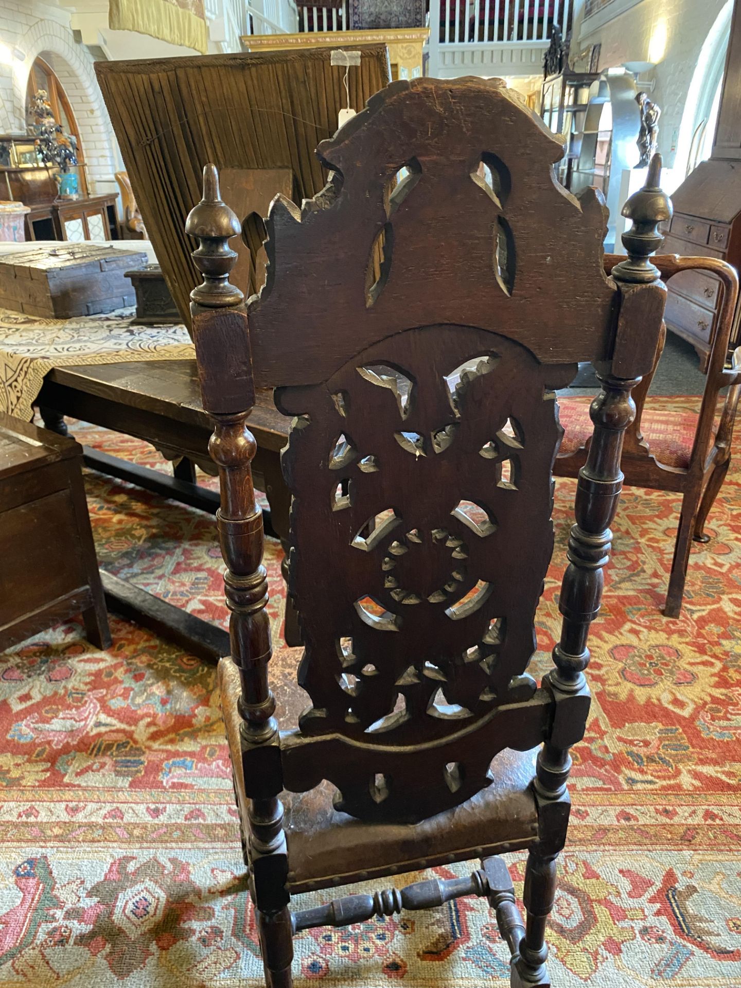 A pair of 19th century carved oak high back chairs in the Marot style - Image 4 of 16