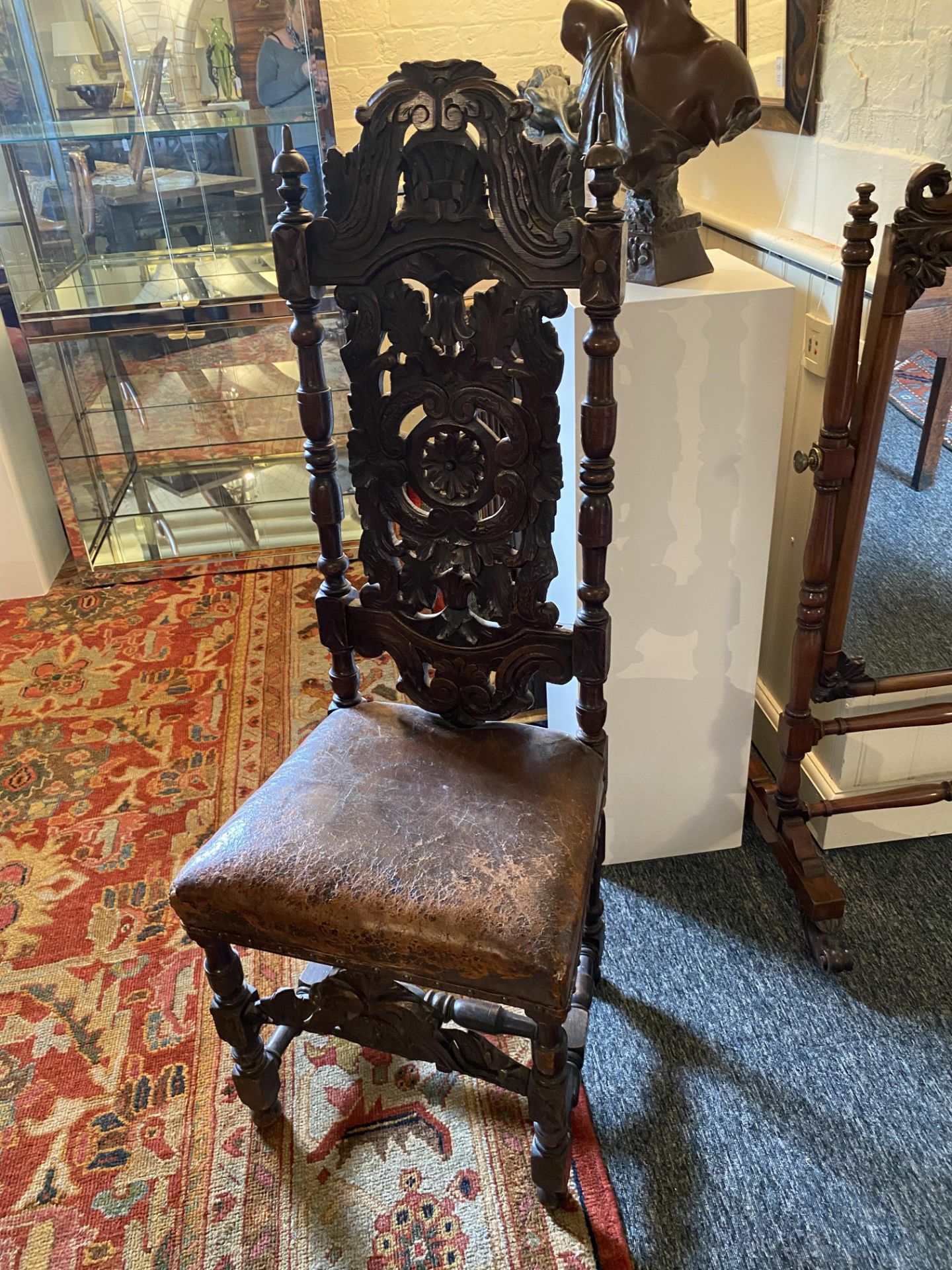 A pair of 19th century carved oak high back chairs in the Marot style - Image 2 of 16