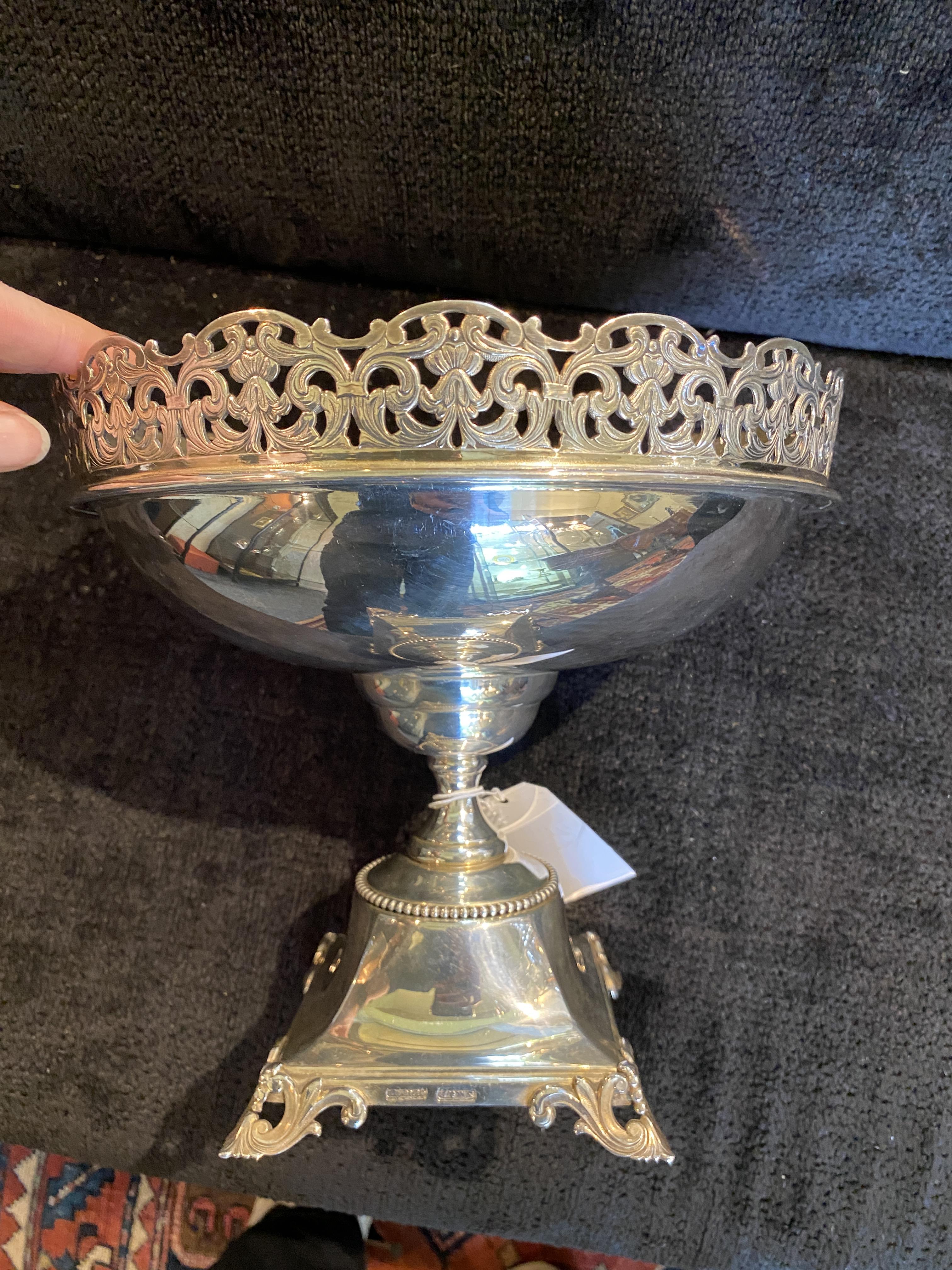 An Edward VII octagonal silver vase of flared form and a silver plated tazza - Image 11 of 14