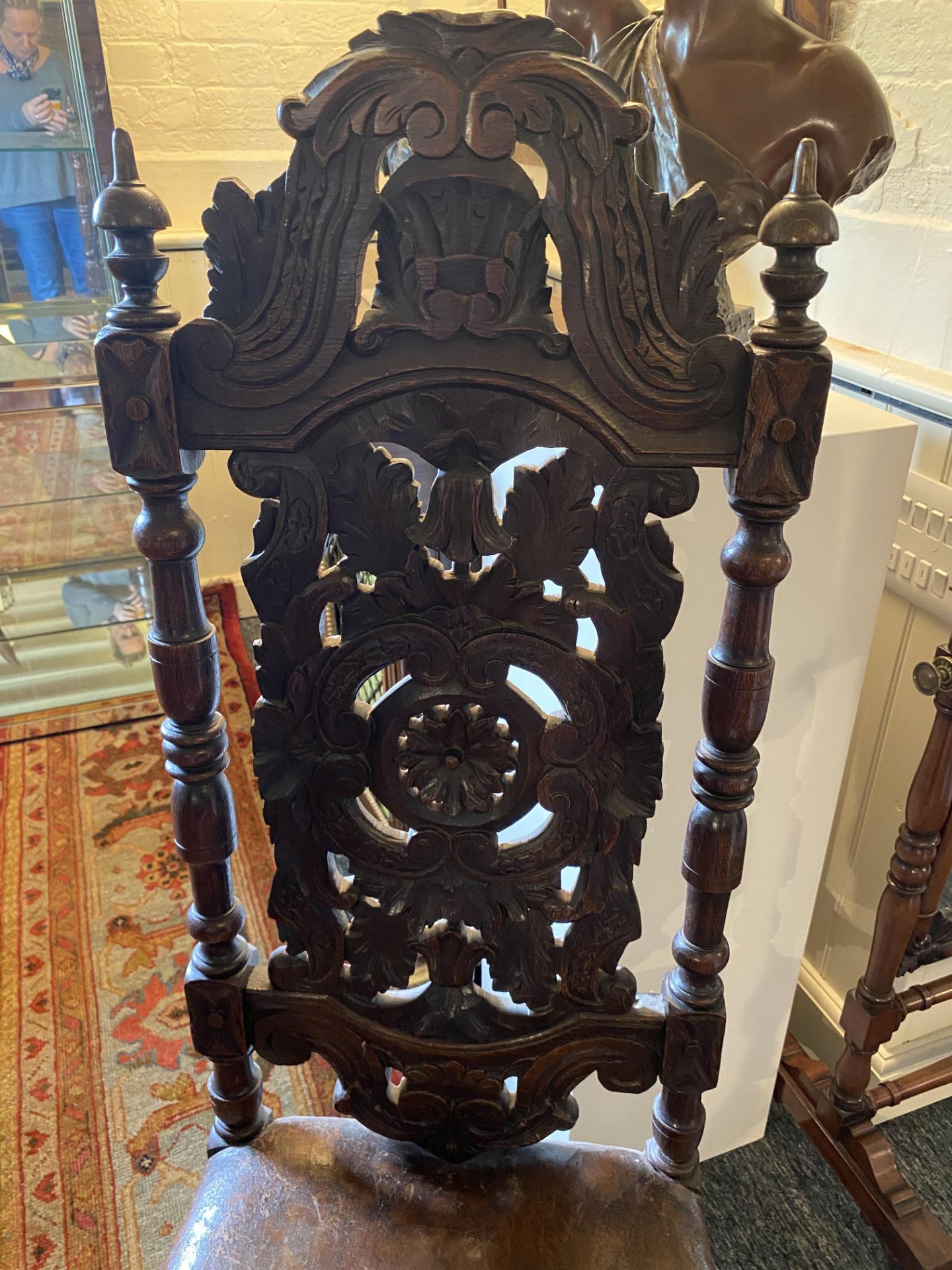 A pair of 19th century carved oak high back chairs in the Marot style - Image 3 of 16