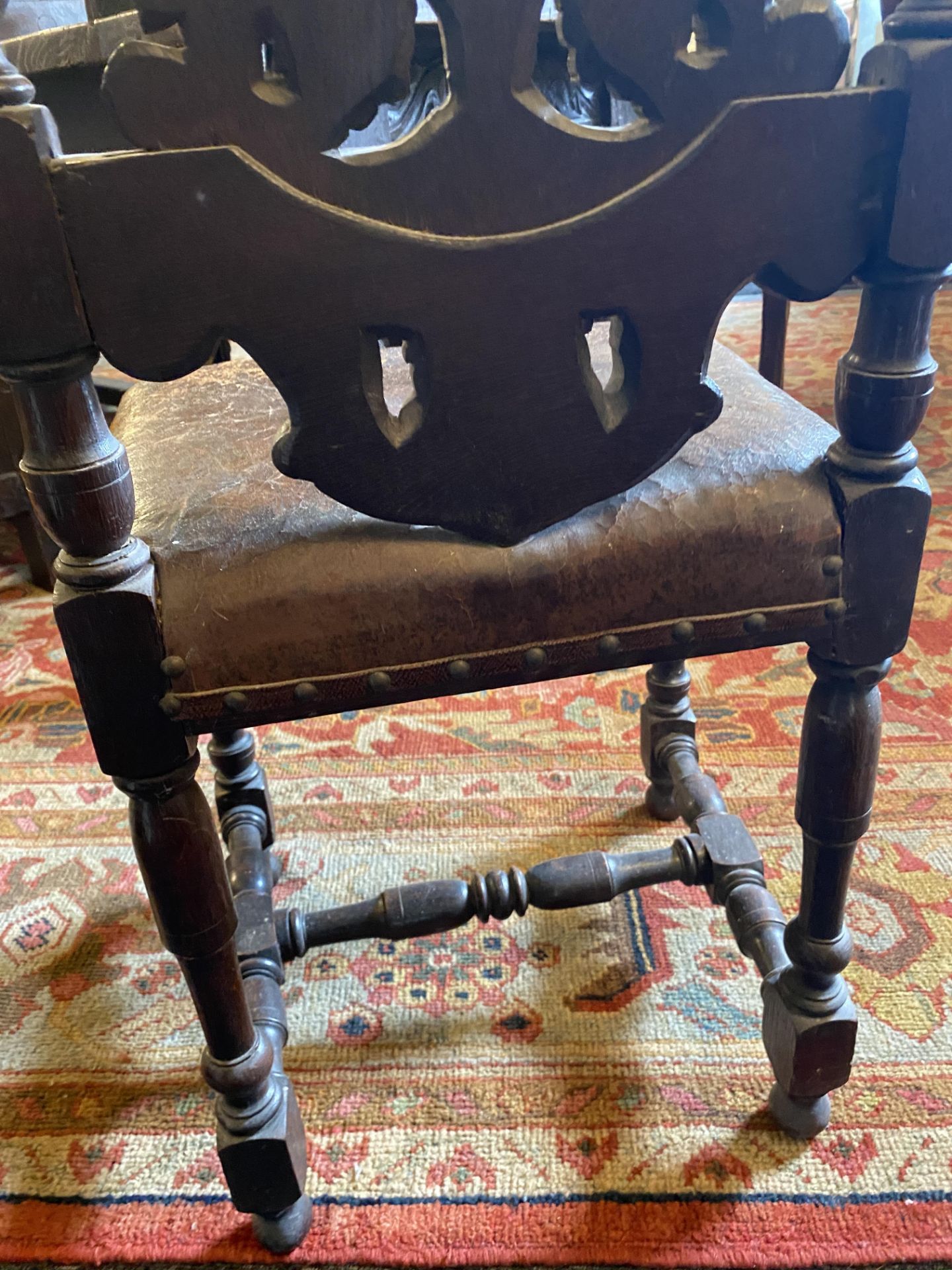 A pair of 19th century carved oak high back chairs in the Marot style - Image 5 of 16