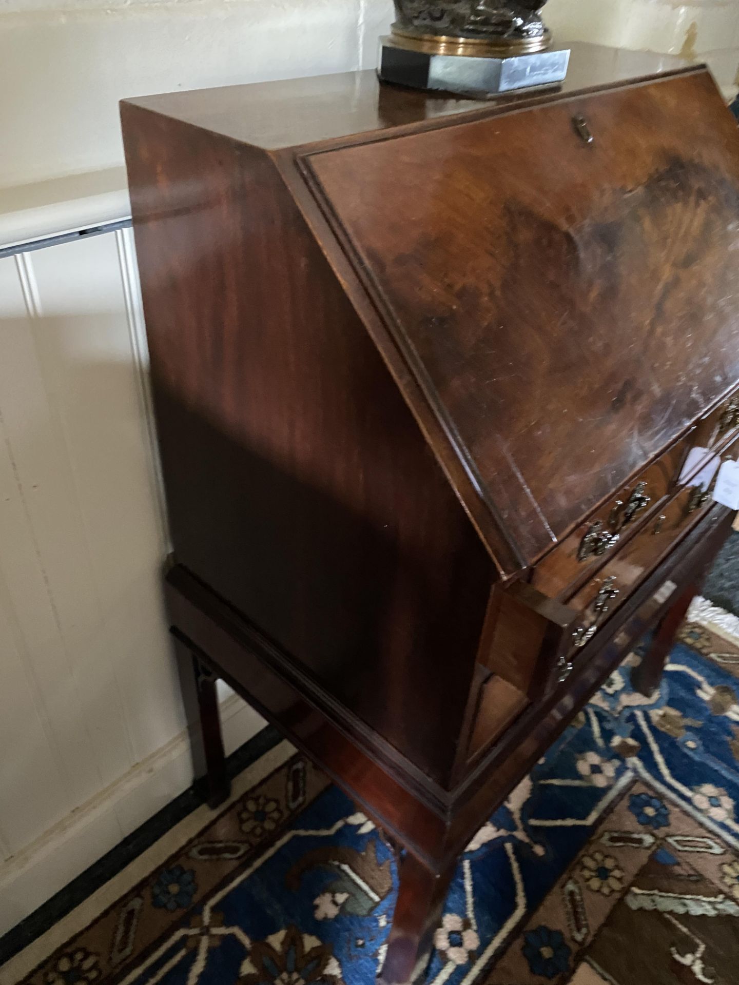 An early George III mahogany bureau on stand - Image 7 of 13