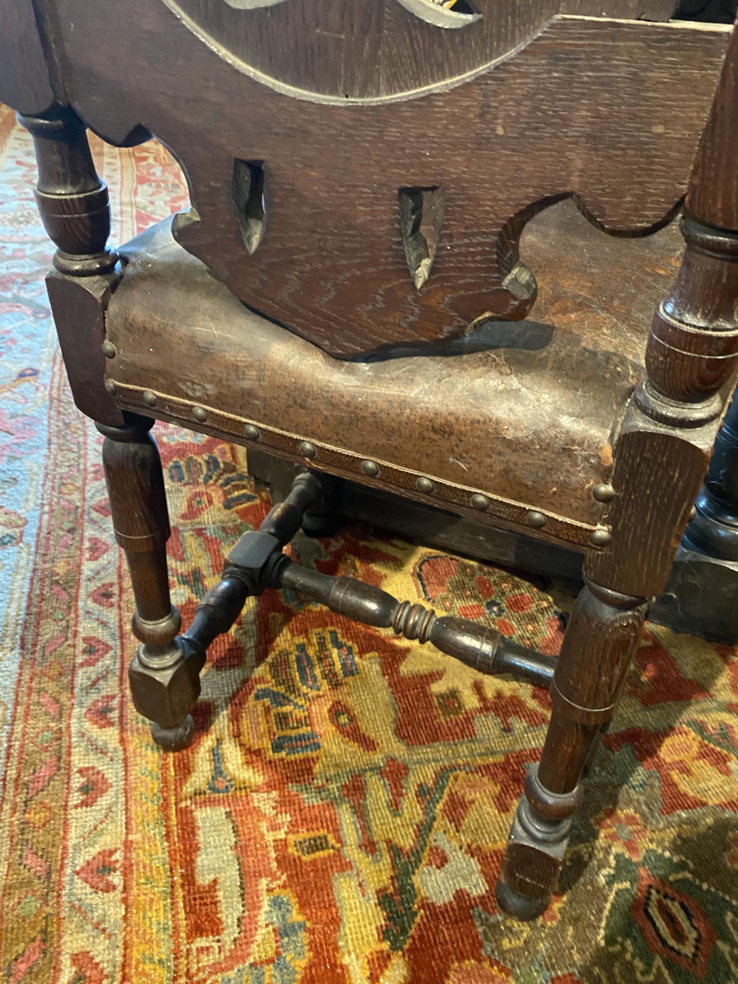 A pair of 19th century carved oak high back chairs in the Marot style - Image 13 of 16