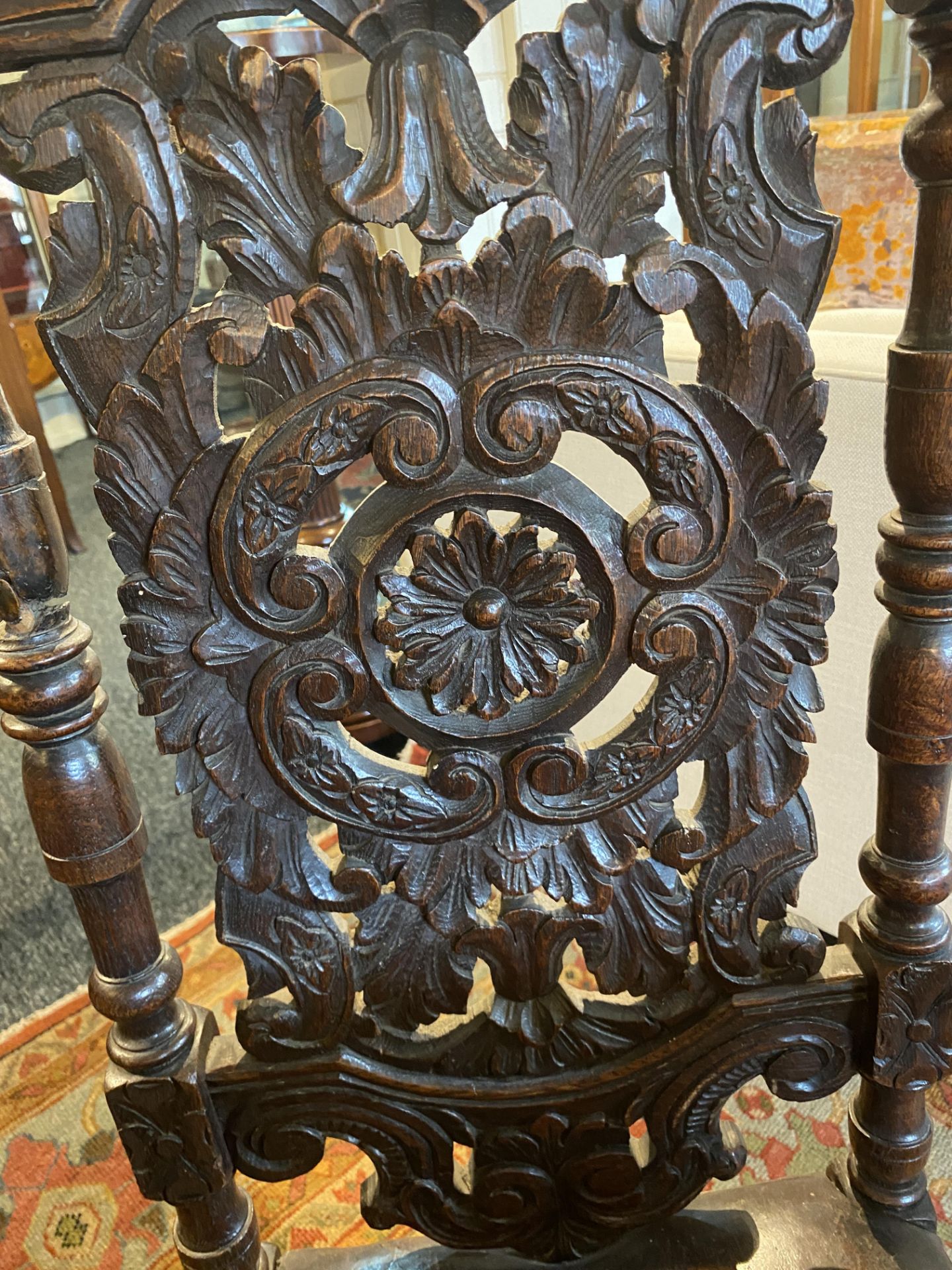 A pair of 19th century carved oak high back chairs in the Marot style - Image 11 of 16