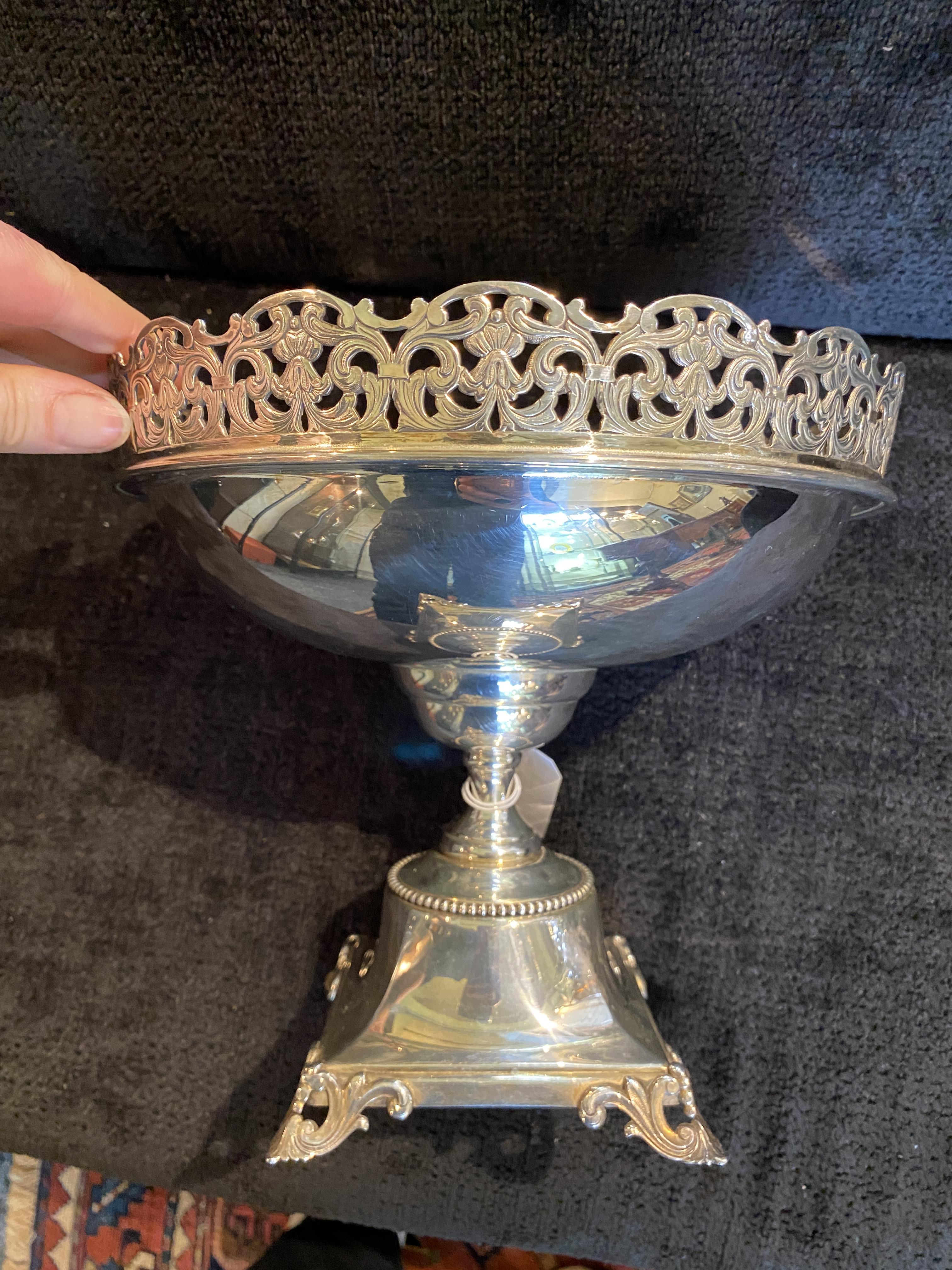 An Edward VII octagonal silver vase of flared form and a silver plated tazza - Image 12 of 14