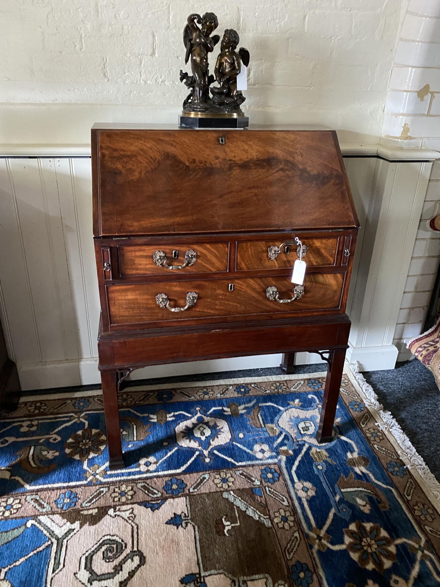 An early George III mahogany bureau on stand - Image 2 of 13