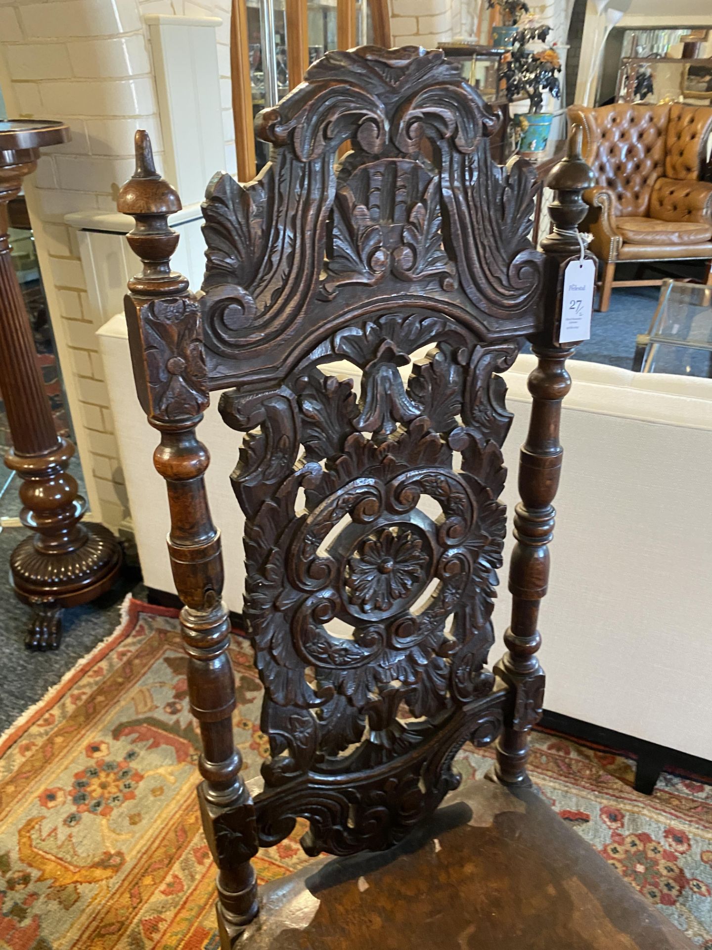 A pair of 19th century carved oak high back chairs in the Marot style - Image 10 of 16