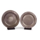 Two 18th century pewter chargers
