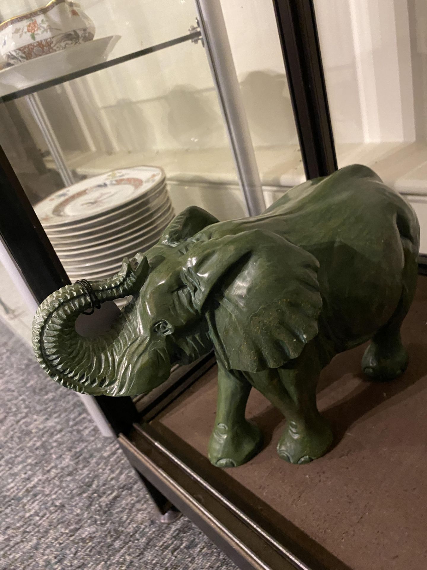 Two contemporary hardstone carved models of elephants - Image 4 of 7