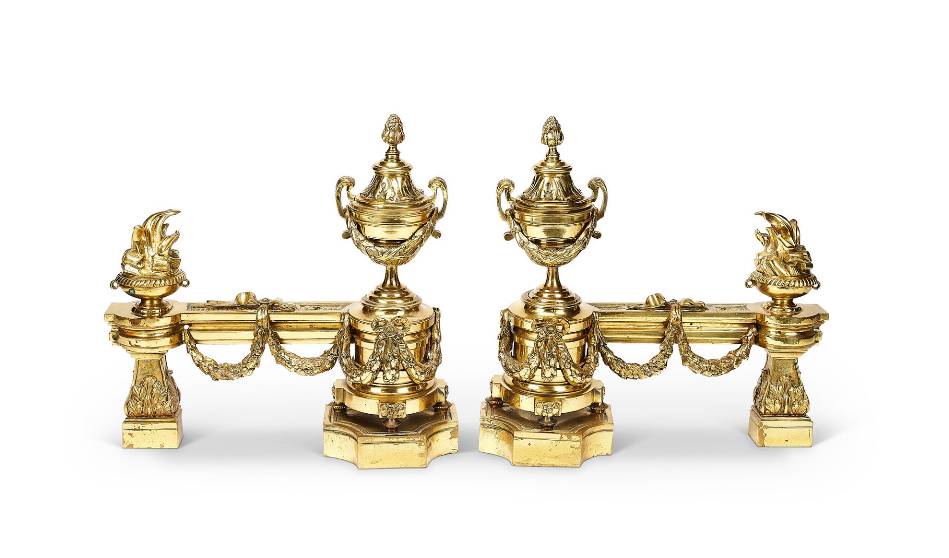 A pair of late 19th century French gilt bronze chenets