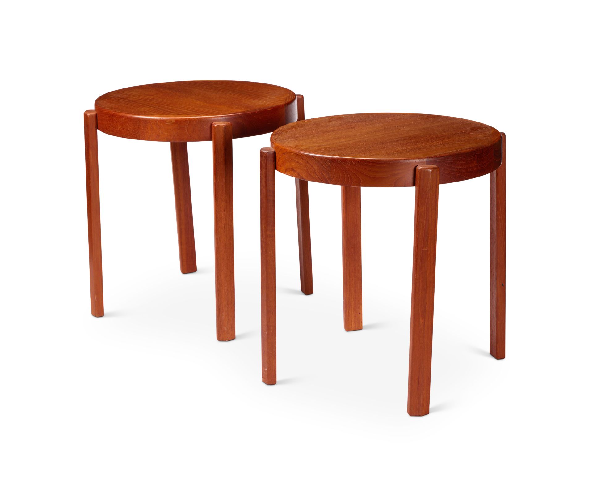 A pair of 1950's Danish teak occasional stacking tables by Møbelfabrikken Toften