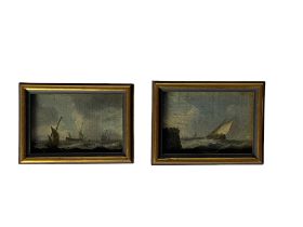 19th century School, A pair of miniature seascapes