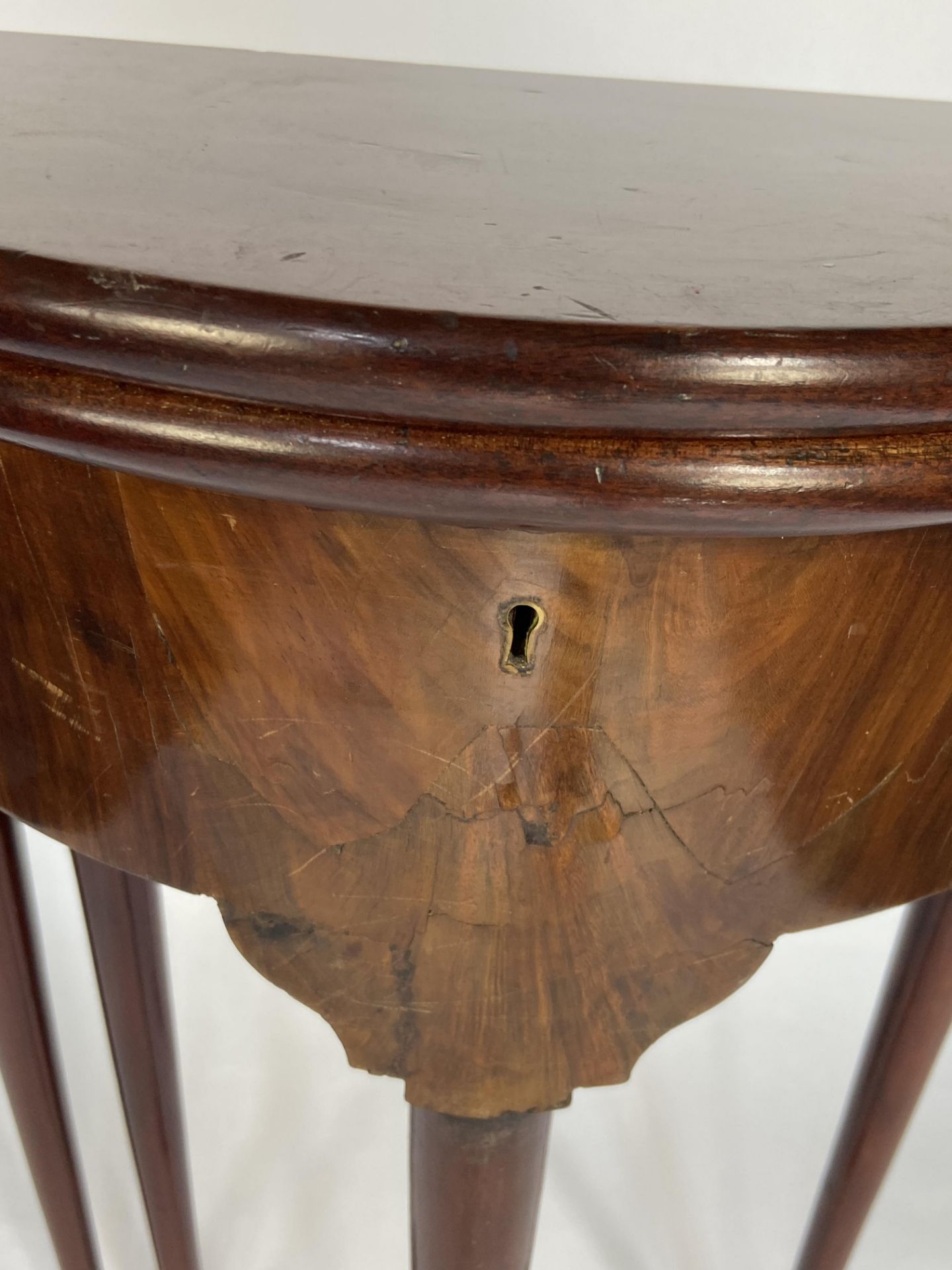 A very small George II style mahogany demi-lune tea table - Image 2 of 5