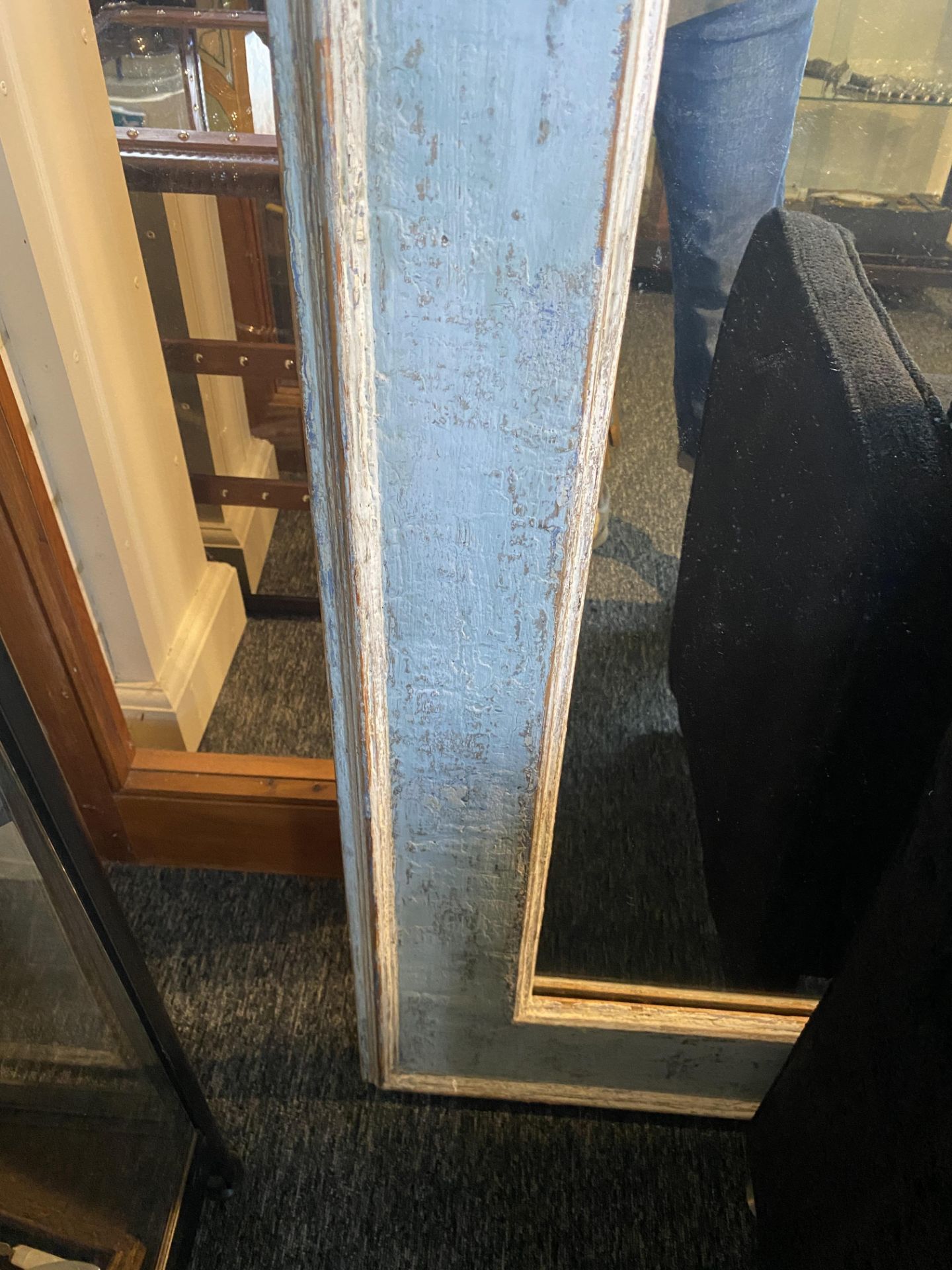 A late 19th century large pale blue painted pier mirror - Image 6 of 7