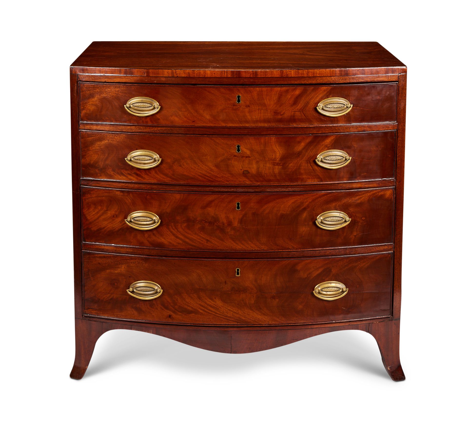 A small Regency mahogany bowfront chest
