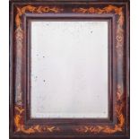 A late 17th century walnut and later sycamore floral marquetry cushion framed mirror