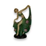 An Art Deco continental porcelain figure of a dancing girl by Fasold & Stauch