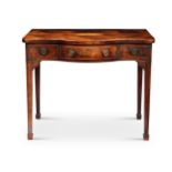 A George III mahogany and satinwood marquetry serpentine side table