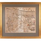 A group of five framed hand coloured antique maps
