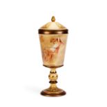 A late 19th century Vienna Porcelain and gilt bronze mounted chalice and cover titled 'Flora' and 'L