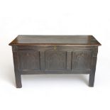 A 17th century carved oak coffer