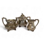 A Victorian silver three-piece tea set by Charles Reily and George Storer, London, 1850