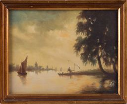 19th century school After the 17th century Dutch school A pair of river landscapes Oil on board