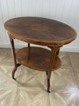 An Edwardian rosewood and satinwood marquetry two-tier occasional table Inlaid with boxwood and
