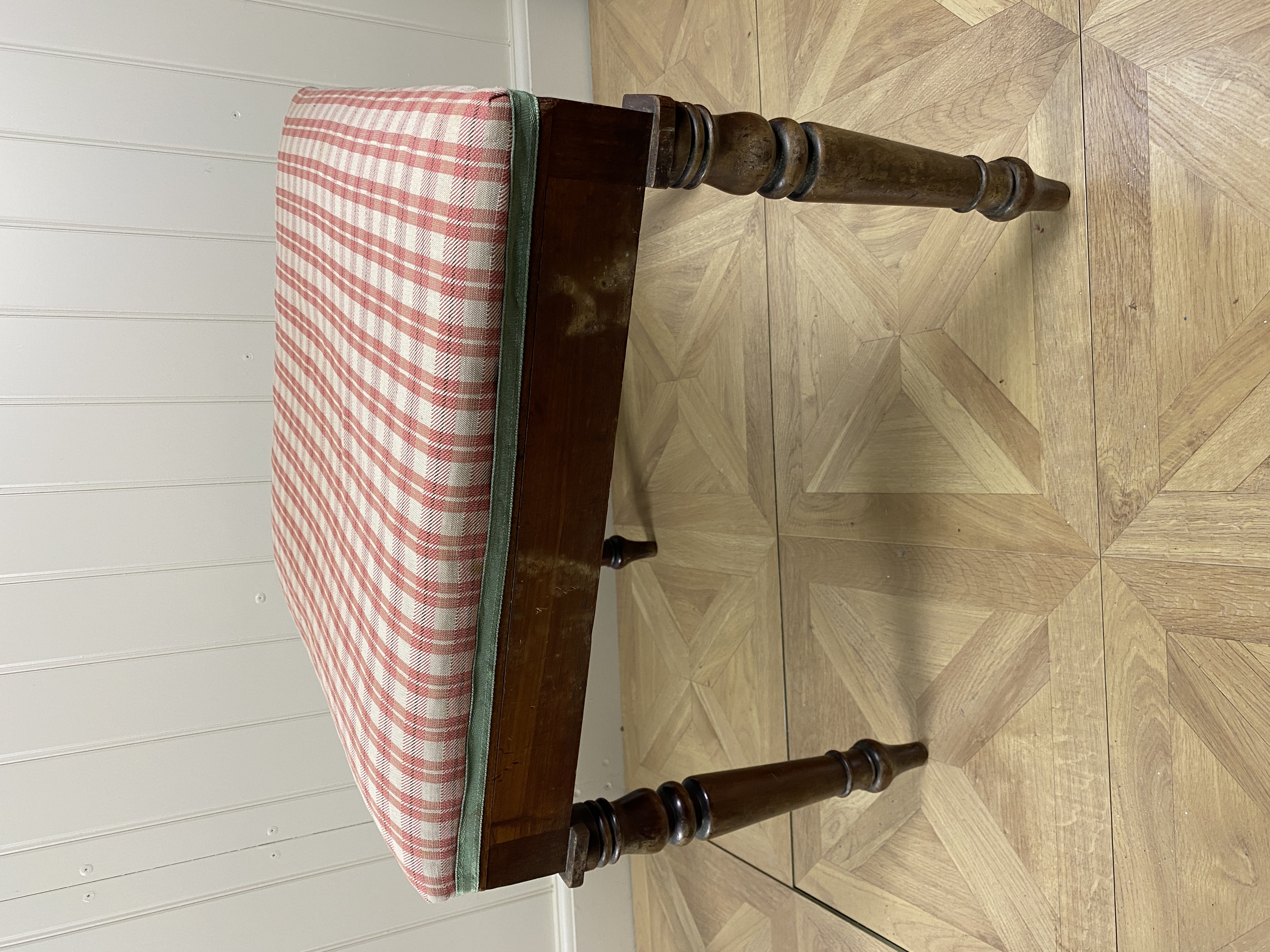 Two 19th century walnut square foot stools, a Victorian oak stool and another stool One with cream - Image 13 of 14