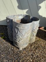 A vintage quatrefoil lead garden pot