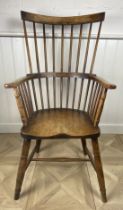 A 19th century ash and elm comb-back Windsor open armchair, Thames Valley