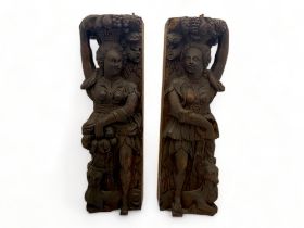 A pair of 18th century Dutch carved oak fragments