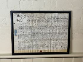 A group of six 17th and 18th century Chipping Norton related framed indentures