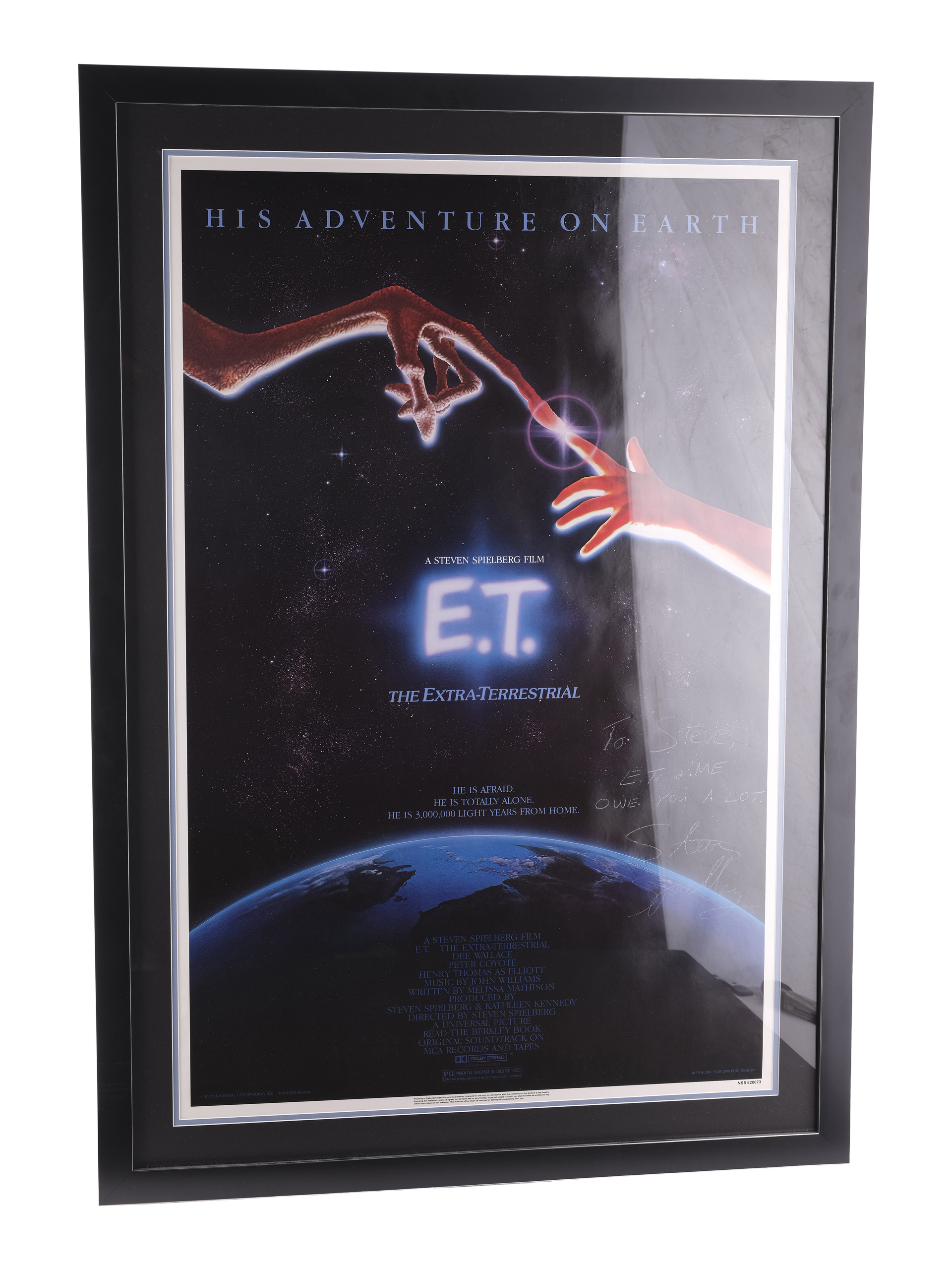 E.T. THE EXTRA-TERRESTRIAL (1982) - Framed Steven Spielberg-Autographed "Touching Fingers" One-Sheet - Image 2 of 5