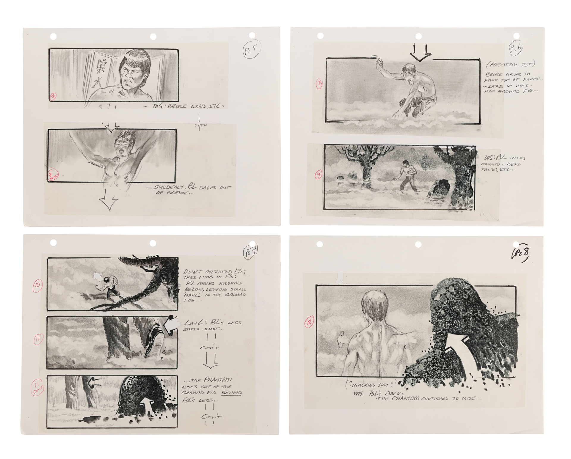 DRAGON: THE BRUCE LEE STORY (1993) - Hand-drawn Storyboards - Image 3 of 4