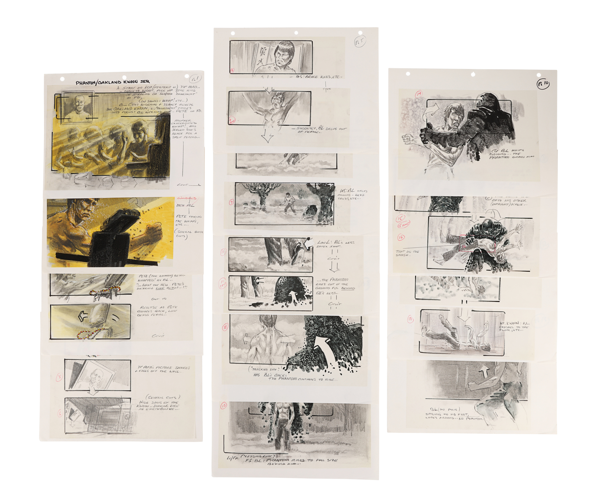 DRAGON: THE BRUCE LEE STORY (1993) - Hand-drawn Storyboards