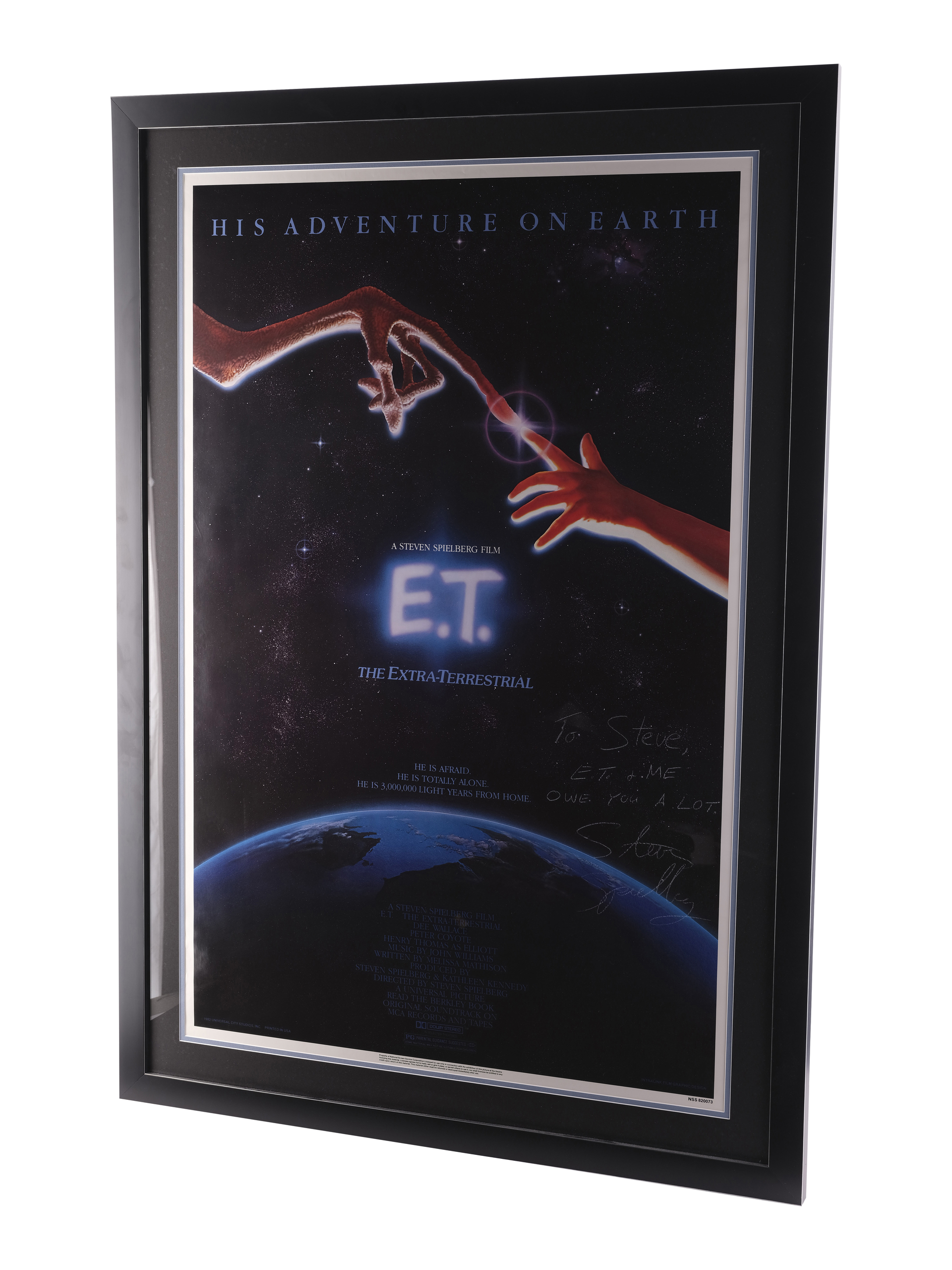 E.T. THE EXTRA-TERRESTRIAL (1982) - Framed Steven Spielberg-Autographed "Touching Fingers" One-Sheet - Image 3 of 5
