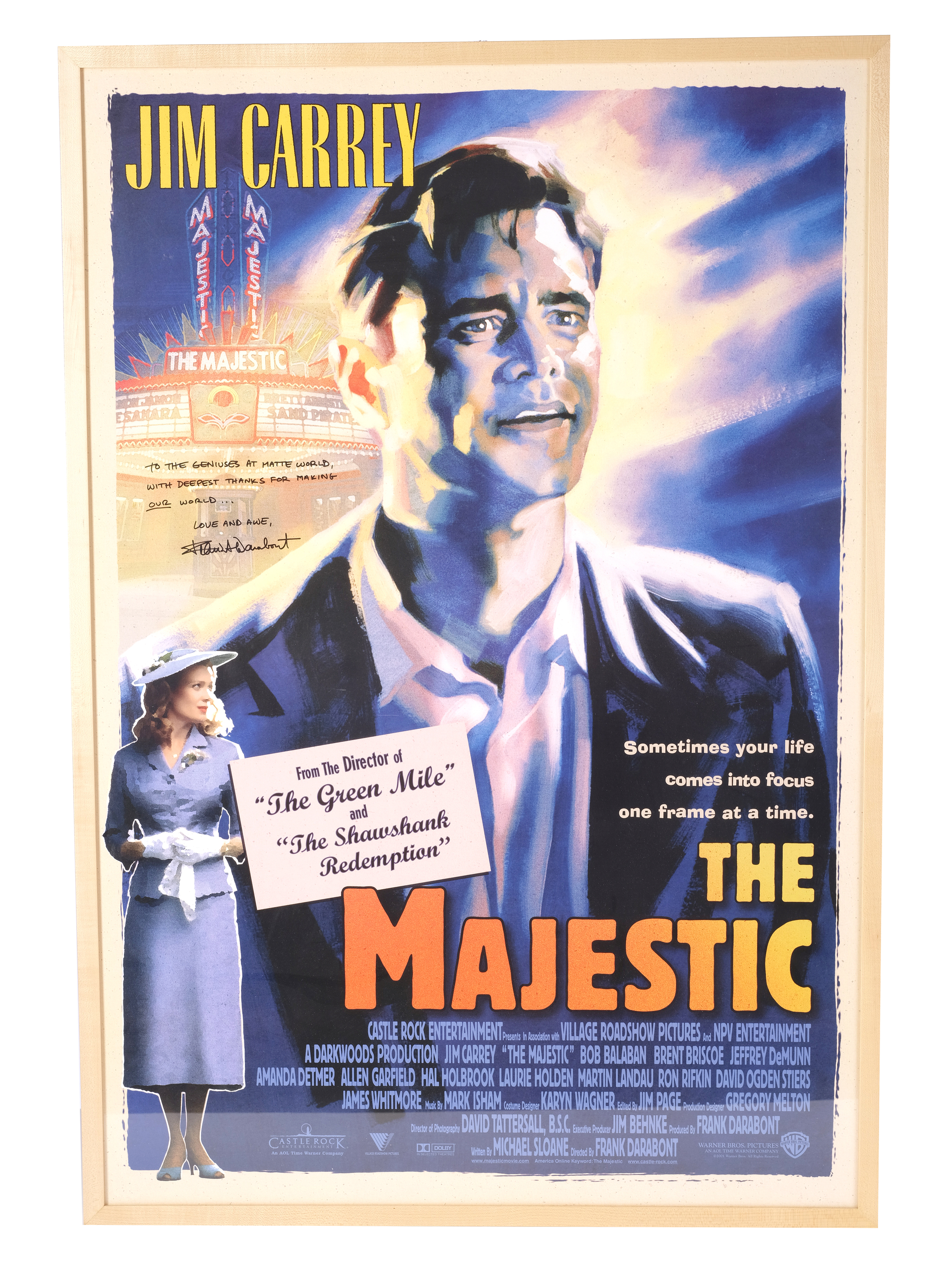 THE MAJESTIC (2001) - Framed Frank Darabont-Autographed One-Sheet