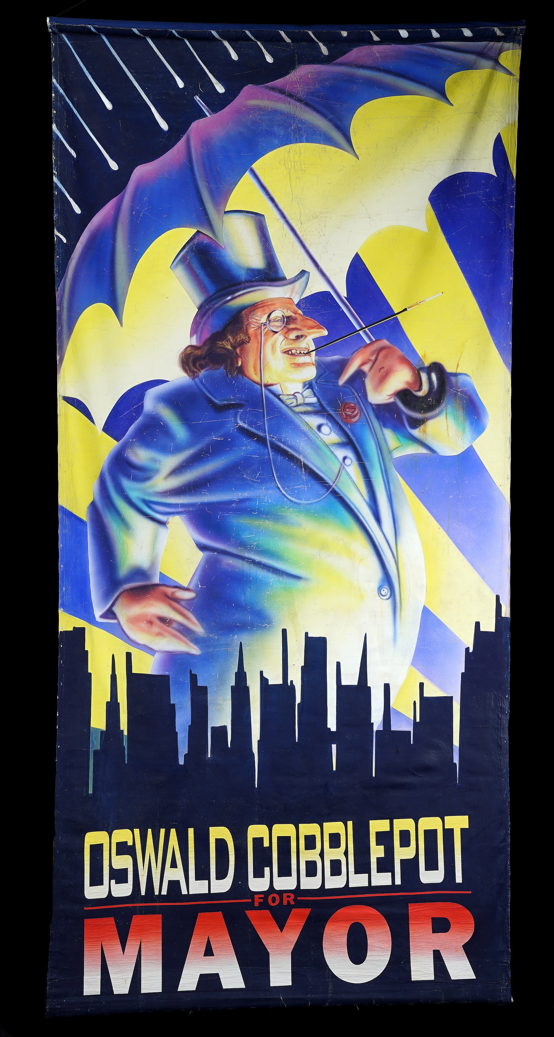 BATMAN RETURNS (1992) - Large Screen-Matched Hand-Painted Oswald Cobblepot (Danny DeVito) Campaign B