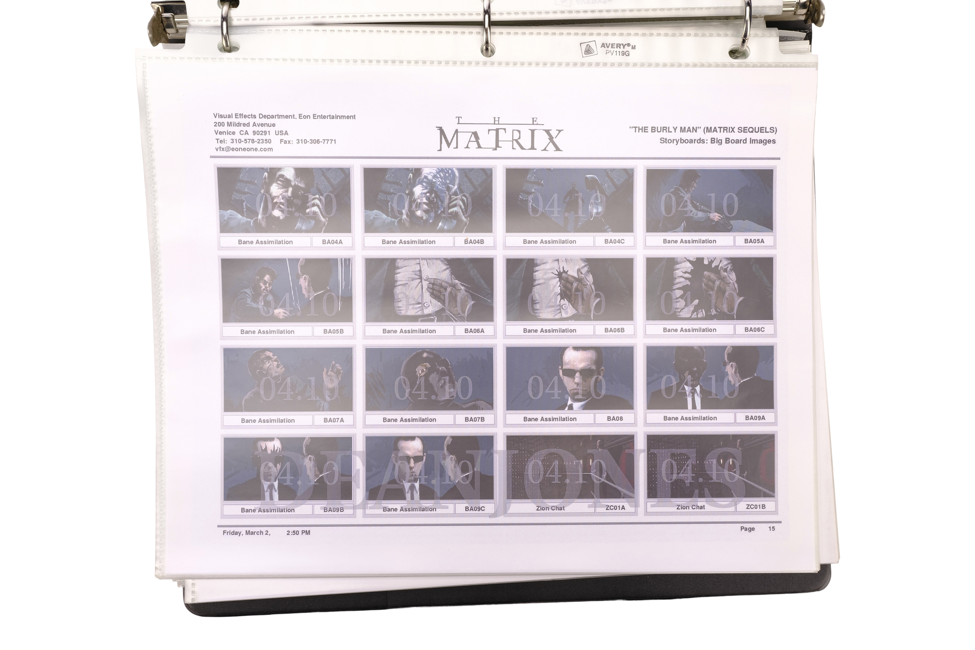 THE MATRIX TRILOGY (1999 - 2003) - Set of Three Annotated Storyboard and Previsualization Production - Image 8 of 12