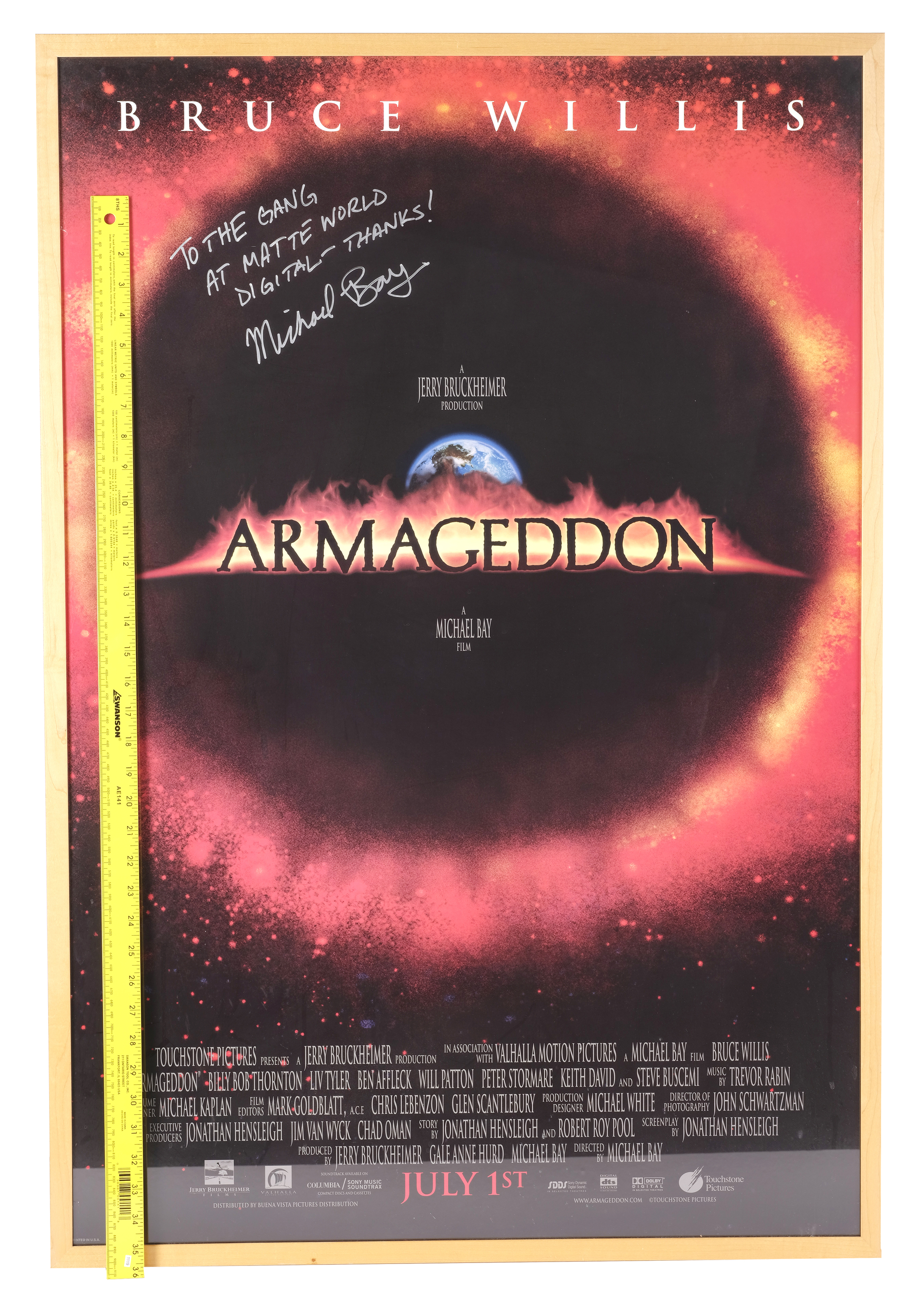 ARMAGEDDON (1998) - Framed Michael Bay-Autographed One-Sheet - Image 4 of 4