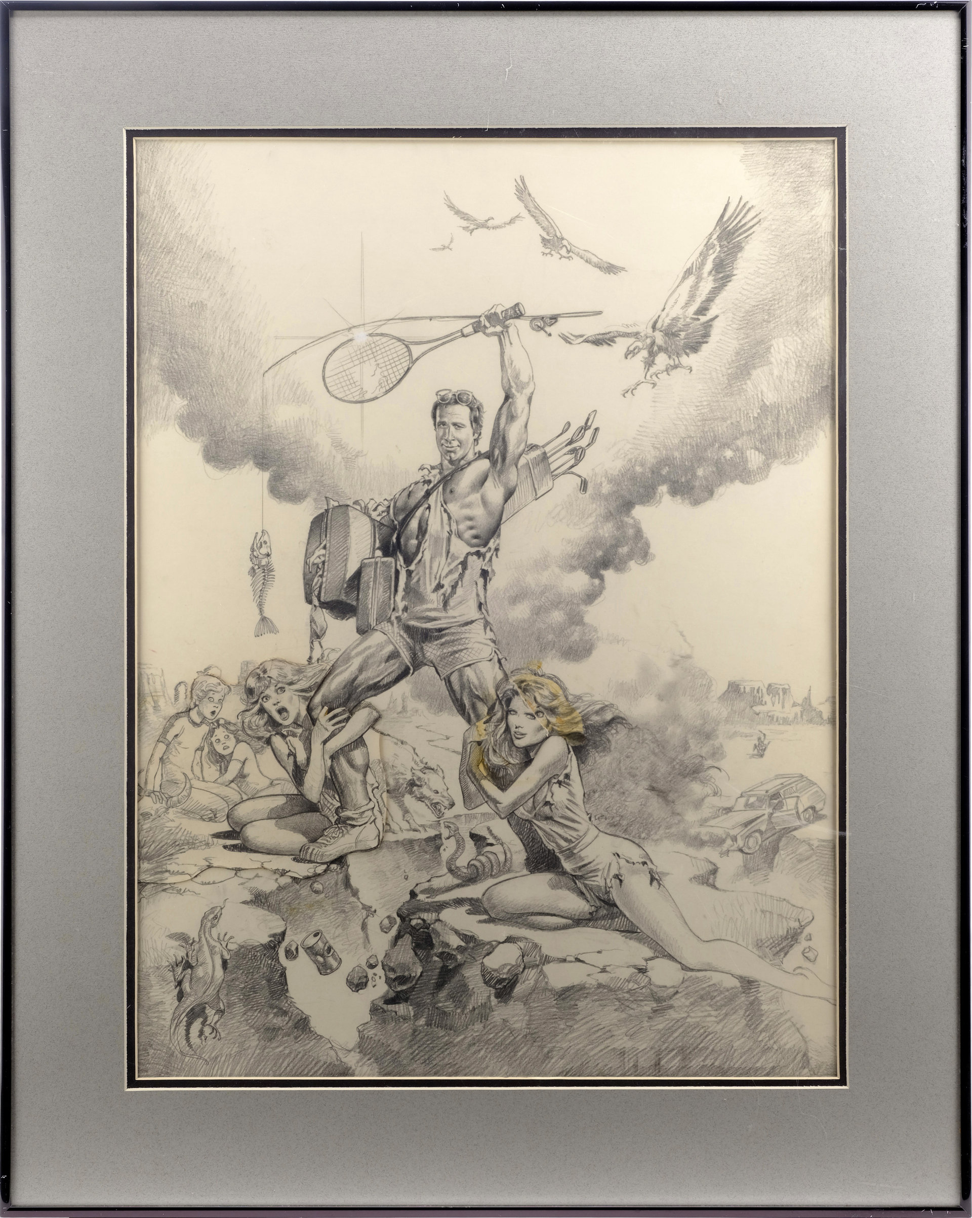 NATIONAL LAMPOON'S VACATION (1983) - Framed Hand-Drawn Boris Vallejo Poster Prelim