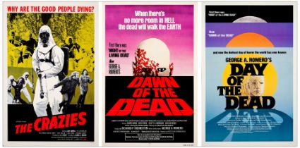 THE CRAZIES, DAWN OF THE DEAD, DAY OF THE DEAD - One Sheets (3) (27" X 41); Very Fine+ Folded