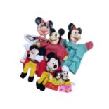 Disney: 3 x Vintage Semco Mickey & Minnie Hand Puppets + Finger Puppets & 2 MacDonalds Hand Puppets