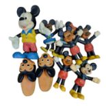 Disney: Collection of 7 Vintage Rubber "Bendy" WD Production Mickey & Minnie Mouse Toys + Mickey