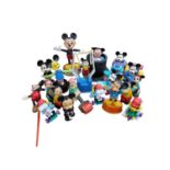 Disney: Collection of various windup and push button plastic Mickey & Minnie Mouse Toys including