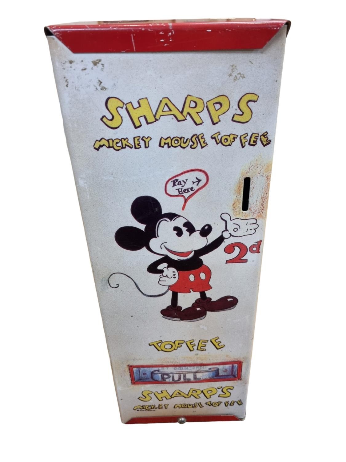 Disney: Rare Vintage Tinplate Sharps Mickey Mouse Toffee Dispenser Tin + 2 Modern McVites Mickey & - Image 2 of 3