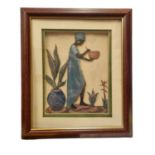 Framed 3D Picture Depicting a Lady in Tribal Dress - Composed of Resin