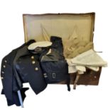 WWII Royal Navy Uniforms Including Dress Uniform, Sailors Whites, Khaki's, Sash's all belonging to